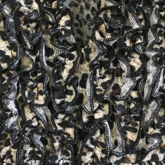 Coquette Frilly Ruffle Chest Leopard Rosette Knit Dress Top - Picture 8 of 15